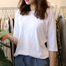 메리앤유 소프트한 슬라브코튼 7부소매 라운드 티셔츠 반팔