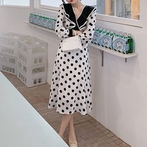 스트릿살롱 프릴 빅카라 도트 원피스