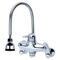 주방 싱크대 수전 코브라 벽붙이 자바라 주방수전 PSS150, 1개