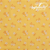 바이핸즈 꽃무늬 패치워크 패브릭 피드색 퀼트 프린트원단 - 1/2yd 대폭 4종, 18.체크플라워-옐로우