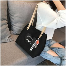 스트랩 캔버스 숄더 레터링 에코백