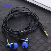 귀 안아픈 고품질 유선 이어폰 스테레오 인이어 3.5mm 나일론 직조 케이블 이어폰 헤드셋 마이크 포함 노, 03 파란