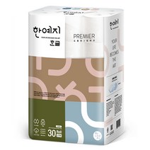 한예지 한글 프리미어 3겹 천연펄프 롤화장지 27m, 30롤, 1개