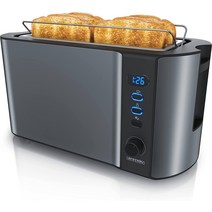 Arendo 아렌도 스테인리스 스틸 토스터 4구 롱 슬롯 1500W 3종컬러, 쿨 그레이