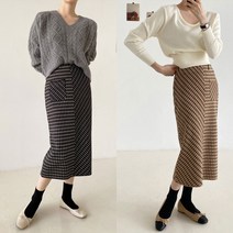 멋쭈 타탄 체크 패턴 밴딩 롱스커트 (2color)