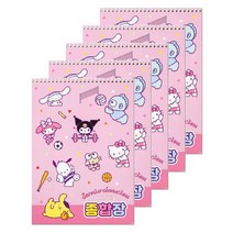 산리오 캐릭터즈 귀여운 종합장 5P세트, 핑크(5P)