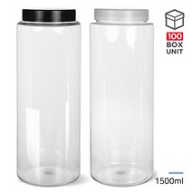 페트용기 팜스원형 1500ml 다용도 플라스틱 팜스용기, 1500ml 블랙캡 (1개)