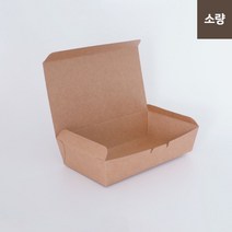 소량) [무지 긴한줄 도시락] 일회용 종이도시락 김밥 분식 떡집 포장용기 1box 100개