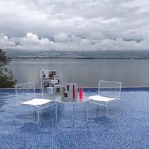 테이블 테라스 업소용 옥상 철재 정원 의자 야외 세트 꾸미기 카페 야외용, 화이트 글라스 티테이블+빅사이즈 의자 2개