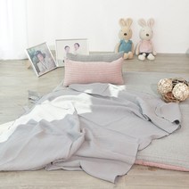 준앤종 프리미엄 피그먼트워싱 순면 신생아 침대 양면패드/안전가드, 3중 거즈이불, 단일사이즈, 그레이