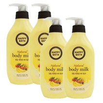 [트윈스몰] 해피바스 정말촉촉한 바디밀크 450ml 바디로션 촉촉한 보습 로션, 4개