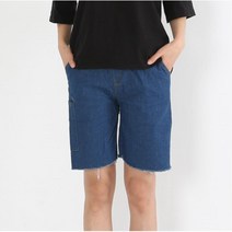 편안한 폰주머니 밑트임 5부 여성 청반바지 데일리