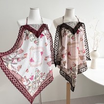 여성손수건 2매세트 에티켓 앞치마 손수건 스카프 레이스 큰 손수건 면 플라워 꽃무늬 국내산