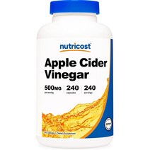 뉴트리코스트 소화 증진 다이어트 영양제 애플 사이다 비니거 500mg 글루텐 프리, 1개, 240개