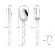 군대반합 캠핑냄비밥 스테인레스 스틸 나이프 포크 스푼 서양 식기 세트 캠핑 야외 휴대용 3 피스, 01 4PCS