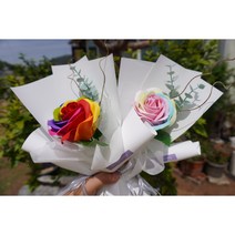 올랑올랑 레인보우 비누장미 꽃다발 로즈데이, 비비드