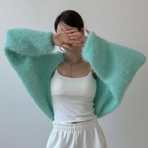 셀러허브(잡화) 여자 박시 가오리핏 페이크퍼 볼레로 가디건