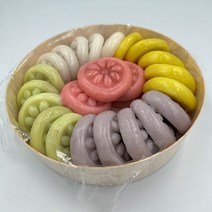 오색송편 깨송편 돌떡 백일떡 잔치떡 25알 나무상자 포함(냉동), 1개
