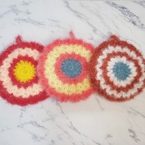 [다온타래] 핸드메이드 도톰 2겹 대형파동수세미 색상랜덤 1P / 손뜨개수세미, 색상랜덤  1P, 1개