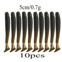 샤이 너 실리콘 웜 소프트 미끼 5cm 0.7g 지그 워블러 낚시 미끼베이스 잉어 태클용 인공 스윔베이트 10 개, C
