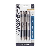 Zebra Pen G301 리트랙터블 젤 잉크 펜 스테인리스 스틸 배럴 미디엄 포인트 0.7mm 블랙 잉크 4팩 3900283847