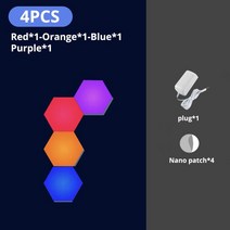 led hexagonal wall 라이트 diy touch sensing night, 색상-4pcs, 협력사, au 플러그