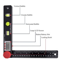 각도자 디지털 각도기 눈금자 기 230mm 4 인 1 범용 360 목공 측정, 한개옵션0