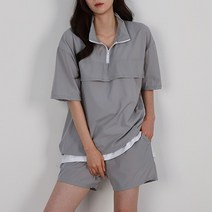 순이들 여성 반집업 아노락 반팔 반바지 세트