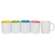 디자인드림 승화전사 소량 구매 11온스 백색머그와 내부 컬러 머그, 백색(12개/1단), 12개