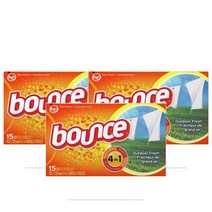 바운스 패브릭 소프트너 건조기시트 15장 Bounce Fabric Softener Dryer Sheets Outdoor Fresh Scent, 3팩