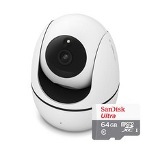 아이피타임 IPTIME FULL HD 300만화소 가정용 실내 홈CCTV 펫캠 강아지 무선 홈캠 C300, IPTIME C300+SD Card 64GB