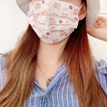 옐로우베어 딸기베어 베이지 컬러 성인 캐릭터 마스크, 복숭아 토끼 20매, 성인용/대형 확인했습니다.