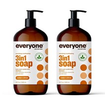 Everyone 3-in-1 비누 바디 워시 버블 배스 샴푸 947ml(32온스) (2팩) 시더 시트러스 식물 추출물과 순수 에센셜 오일이 함유된 코코넛 클렌저(포장은 다를 수 있