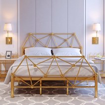 ZJ 북유럽풍침대 프레임 슈퍼 싱글침대프레임 빈티지침대 골드인테리어 엔틱침대 싱글침대 더블침대 퀸침대 킹침대, 고급형-골드