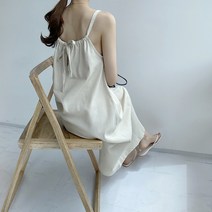 린넨 백 스트링 홀터넥 나시 롱 원피스