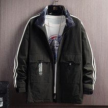 캐주얼상의 팔뚝 옆 스트라이프 카라넥 재킷 남자 코트 와이드 루즈핏 청년 학원 무드 얇은 배기 멋지다 2681391239