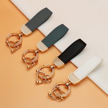 유투카 포터 2 스타렉스 아반떼MD YF쏘나타 i30 그랜저TG 엑센트 차 키케이스 스마트 키홀더 TPU 차 키커버 키링, (추가구매)_가죽스트랩, 골드라인_블랙