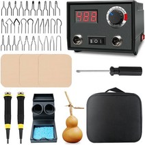 우드버닝기 버닝펜 전문가용 기계 pyrography wood burner kit 전문 나무 버너 도구 듀얼 펜 30 팁 가방, 60w, lh40-s2-백, 유럽 ​​연합