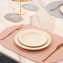 인부티크 방수 가죽 식탁 테이블 매트 컵받침 세트 12종, 인디핑크