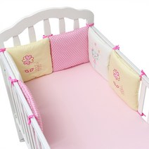 침대 쿠션 범퍼 유아 아기 유아용 어린이, 핑크고양이 6개입