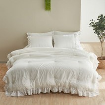 [천삼백케이] [린즈홈] 포플린 고밀도 순면 프릴 차렵이불 풀세트 SS