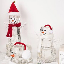 파이브러리 크리스마스 얼음 눈사람 워터볼 무드등 LED 오르골 워터볼 스노우볼 레트로 미니어처-3type, 얼굴