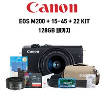 캐논정품 EOS M200+15-45+22MM KIT+메모리 128GB 풀패키지-더블렌즈-블랙-빅프라자