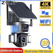 화상회의 줌카메라 방송용캠 4K 8MP 옥외 듀얼 렌즈 태양광 10X 광학 무선 WiFi 감시 범광등 PIR 인체 감지 클라우드 보안 호환용, 8.Camera 4X Zoom 128G