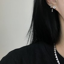 [스몰굿띵] 실버925 자체제작 2way 십자가 큐빅 스터드 귀걸이 Silver925 Earring 골드 실버