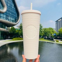 지압텀블러 하와이 빨대컵 콜드컵710ml 30종, 매트 화이트