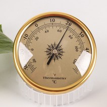 72mm 습도계 온도계 조정 가능한 교정 알루미늄 합금 패널 포인터 등산 애완 동물 시가 보습 상자, [01] thermometer gold