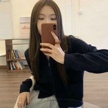 심플 데일리룩 피트 지퍼 니트 가디건 가을 루즈핏 숏 터틀넥 스웨터 소프트 찹쌀 계열