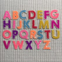 알파벳 이니셜 스팽글 자수 패치 와펜, T, 1개