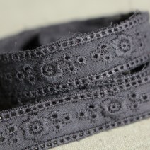 레이스여왕 양면 자수 면레이스 작은 꽃 리본 레이스 폭 1.5cm, 회색